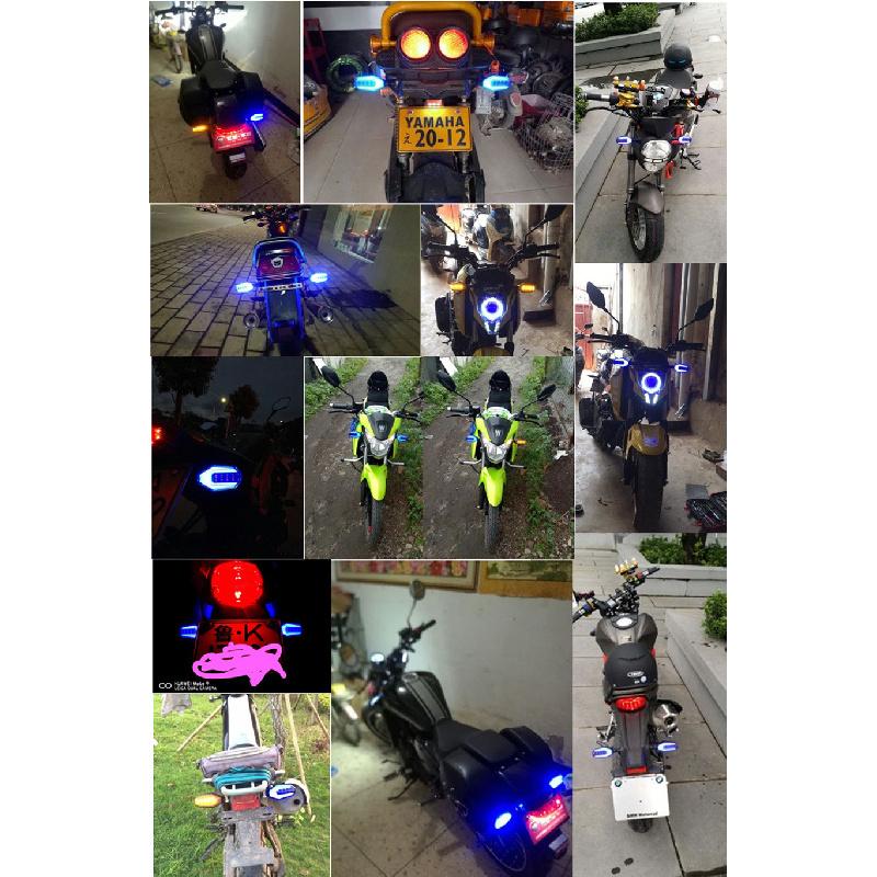 2X Motorcycle Led Turn Signal Drl Daytime Running Light Steering Lamp Amber/Blue