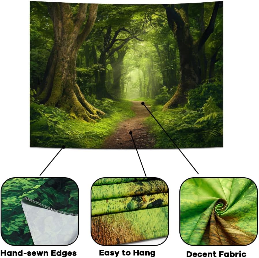 Wald Tapisserie Naturlandschaft Wandteppiche Grüne Baum Tapisserien Nebelwald Wandkunst Dschungel Szenerie Tapisserie Wandbehang für