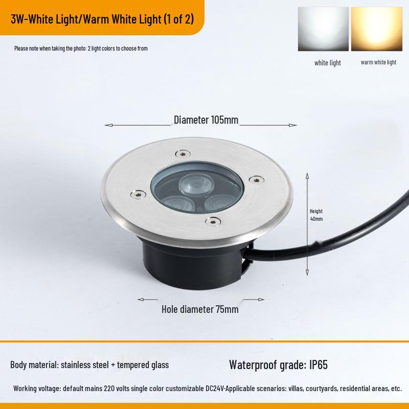 Ultra-Thin Waterproof LED In-Ground Courtyard Spotlight for Garden Decoration