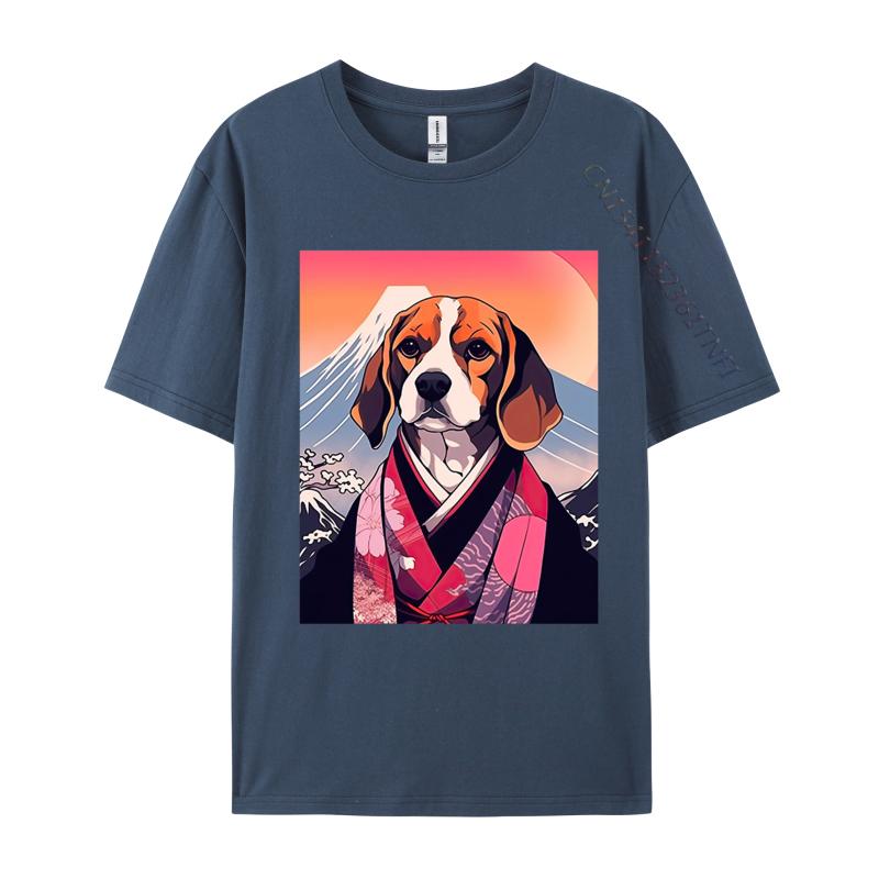 Beagle Dog Mount Fuji Tshirt Japanese Style Men T Shirt Funny Top Tshirts for Men Streetwear Mens Cotton Clothes
