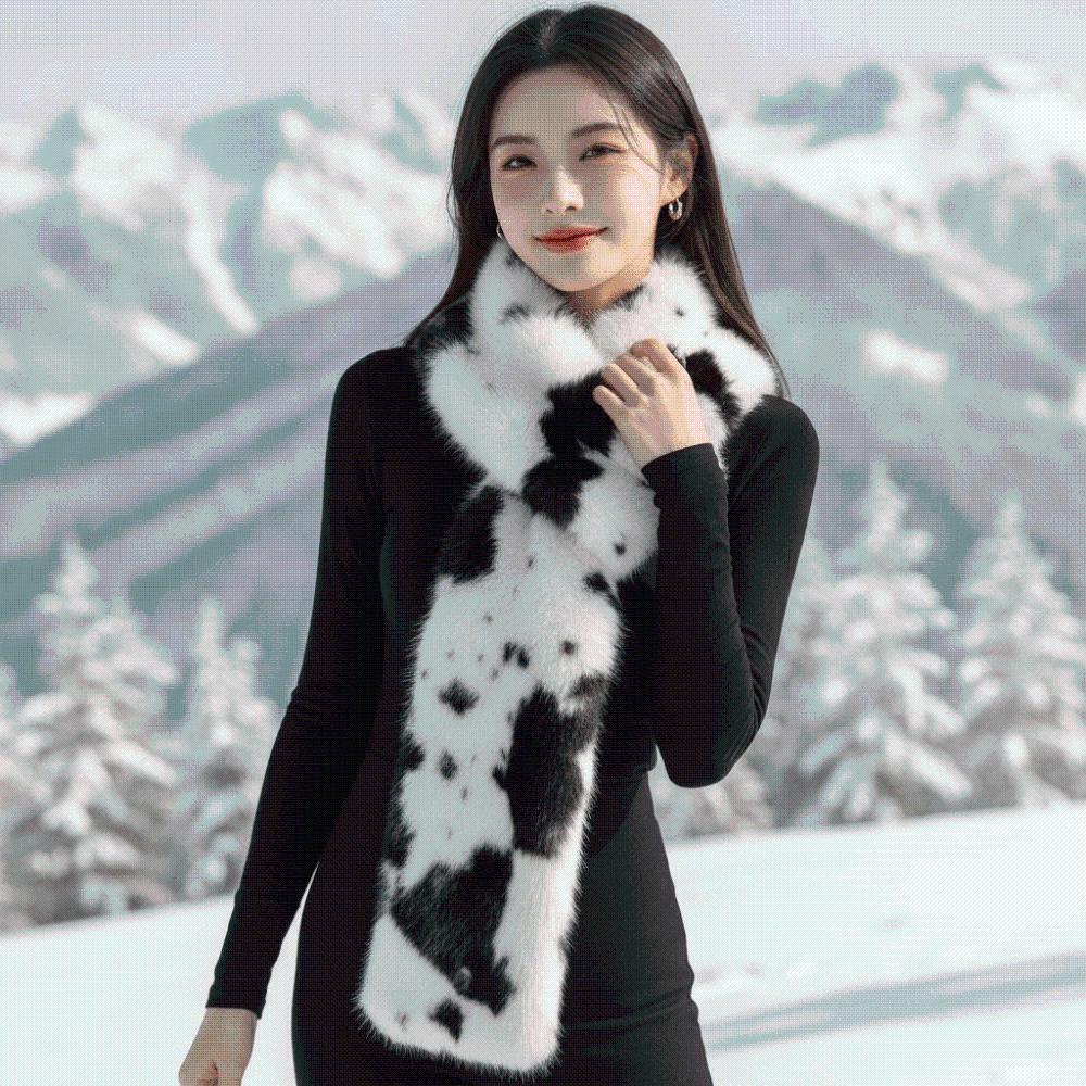 Skin Friendly Winter Faux Fur Scarf Soft Texture Long Fluffy Muffler  Outdoor Skiing