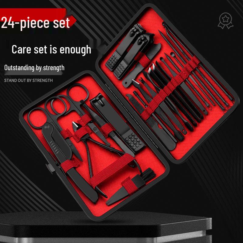 Spot Black 24-Piece Stainless Steel Nail Clipper & Pedicure Set