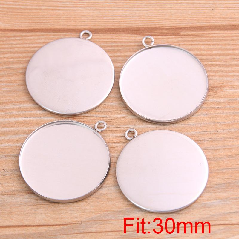 10-30mm Stainless Steel Round/Rectangular Gem Base Tray Pendant Connector