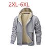 Autumn and Winter Large Size 6XL Lamb Fleece Thick Coat Cardigan Hooded Lamb Fleece Casual Sweater