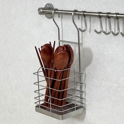 Everywick 304 Edelstahl Hängender Typ Abtropfbarer Quadratischer Besteckbehälter Besteckspülbecken-Organizer, 1 Stück, Koreanisches beliebtes Geschirr