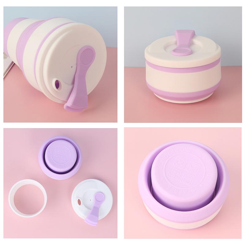 350Ml/500Ml Silicone Folding Cup Collapsible Mug With Cover Coffee Travel Outdoors Portable Water Drinking Tea Cups