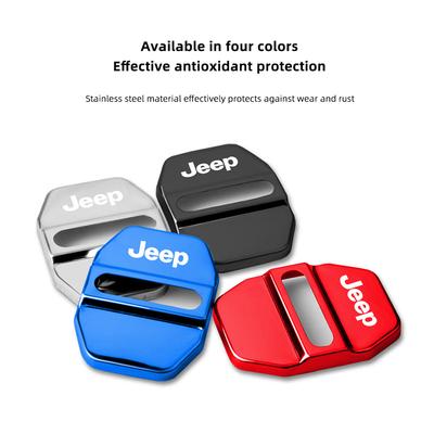 Cup Holders 4Pcs Car Door Lock Cover Stainless Steel Cap Auto Accessories For Jeep Grand Cherokee Wrangler JK Gladiator Compass
