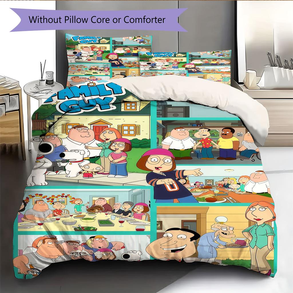 Family Guy Pattern Bedding Home Decoration Birthday Gift ( 1 Duvet Cover + 2 Pillowcase, Without Core),fan Merchandise.