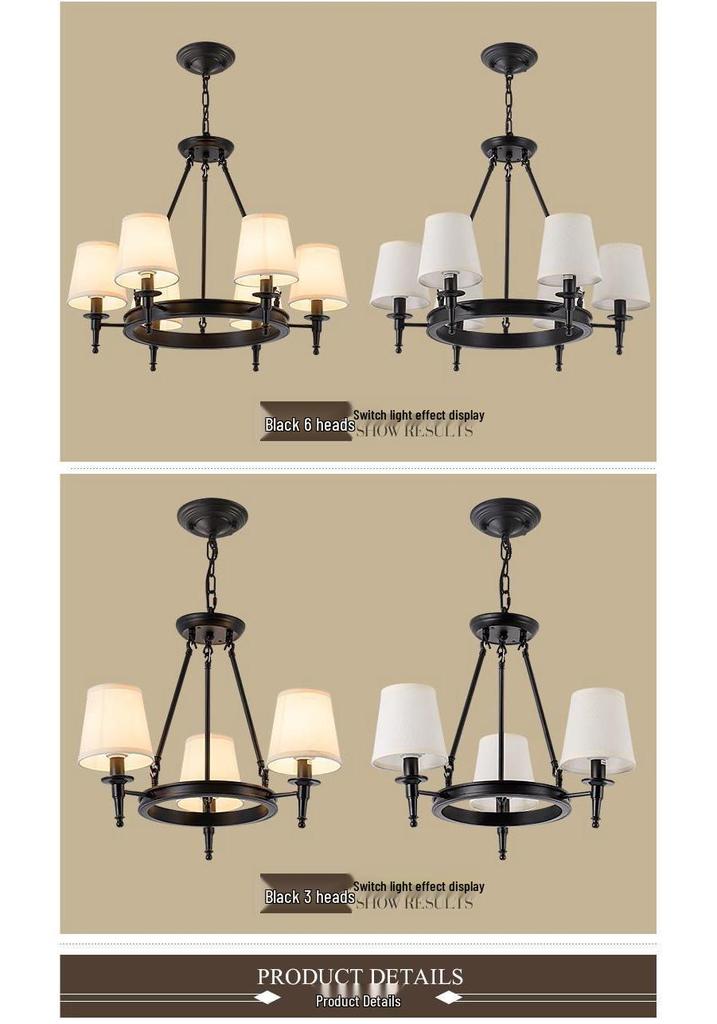 American Minimalist Retro Fabric Pendant Light for Living, Dining, and Bedroom