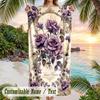 Purple Leopard Fashion Theme Quick Dry Beach Towel Custom Name Text Print Large Sand Resistant Towel Beach Vacation