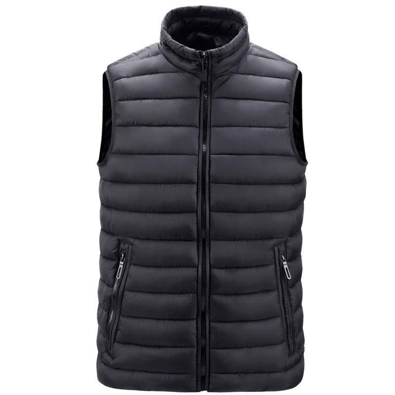 Men's Light Cotton Ribbed Zipper Vest with Pockets for Autumn and Winter