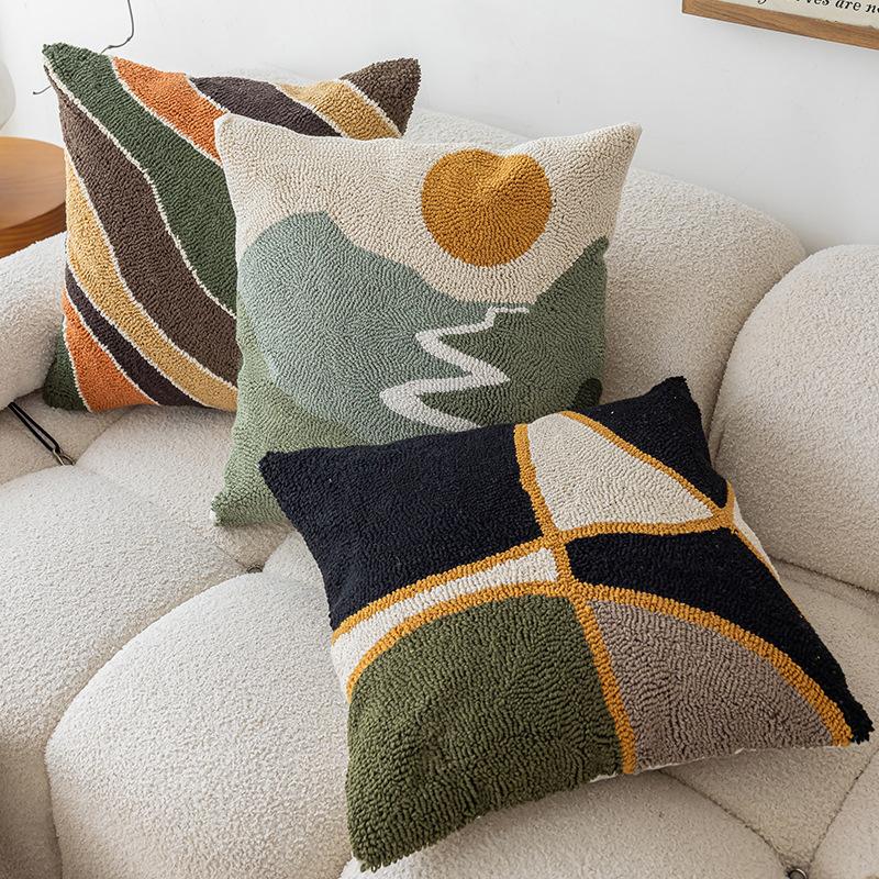Geometric Pattern Velvet Sofa Cushion Cover Living Room Bedroom Pillow Covers Comfortable and Simple Washable Pillowcase 45x45cm 1pcs Home Decoration