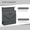 Mailbox with Lid, 2 Lower Drainage Holes, Steel, with Lock, Grey