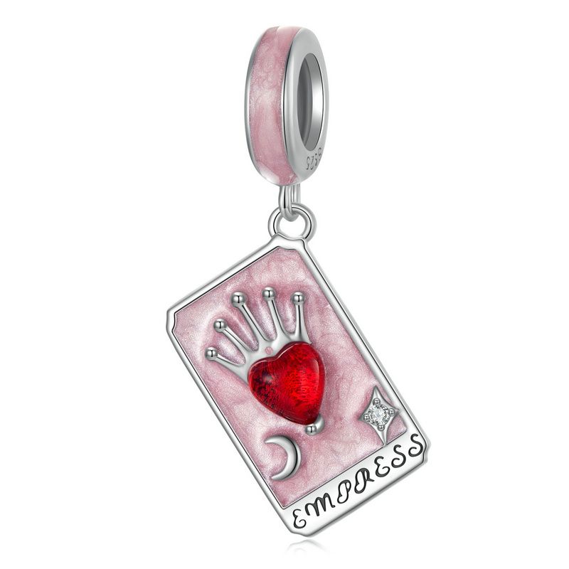 WOSTU 925 Silver Colorful Tarot Cards Charm Pendent Magic Star Moon Sun Lover Bead Fit DIY Bracelet Necklace Women Gift