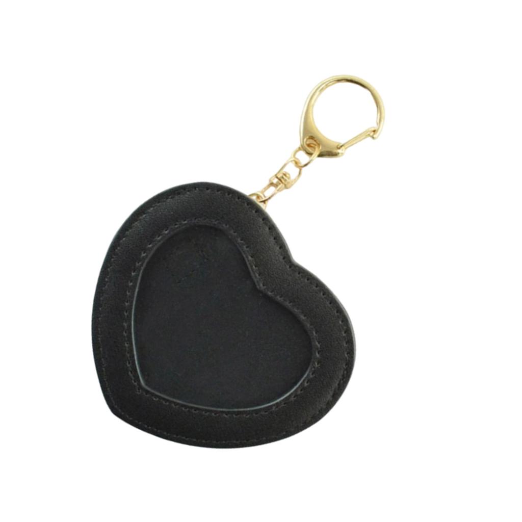 Cute Heart Shape Badge Holder Keychain Anime Pin Pendant PU Leather Display Protector Bag for Students and Collectors