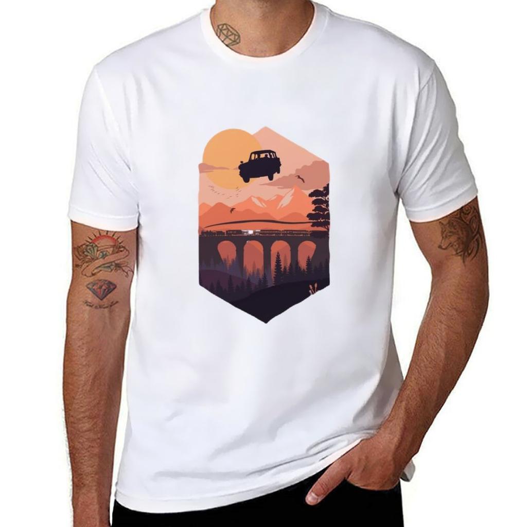 Car Silhouette Sunset Sky TShirt Lightweight Cooling Short Sleeve Tee