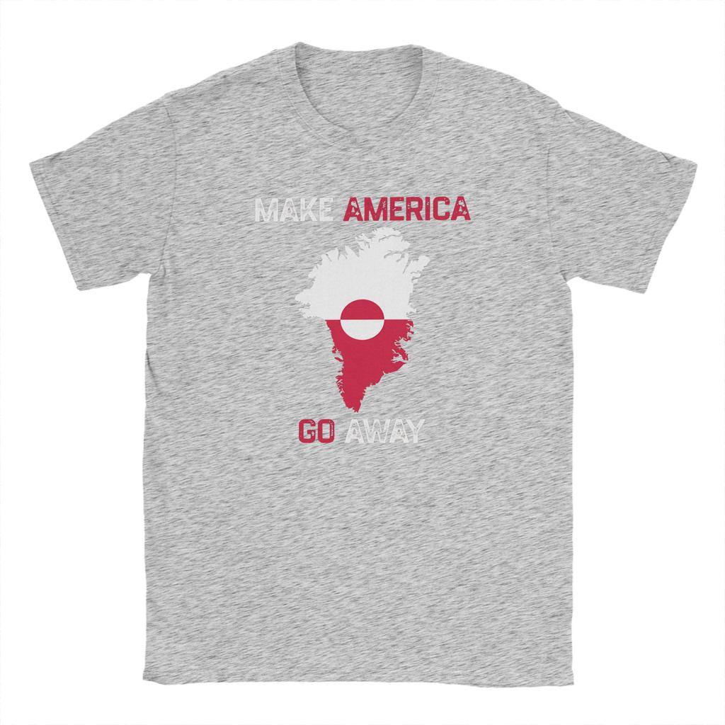 Streetwear TShirt Make America Go Away I Stand With Greenland T Shirts Pure Cotton Tee Shirt for Unisex YK Short Sleeve Clothing