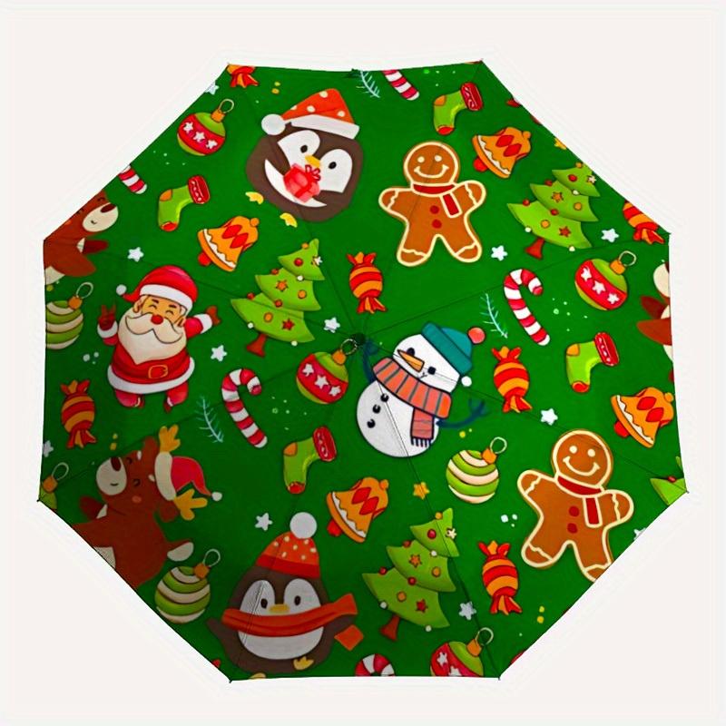 

1pc Christmas Pattern Automatic Opening/Closing Folding Umbrella with 66 Ribs, Plastic Handle, Windproof Portable Sunshade Umbrella y250726106