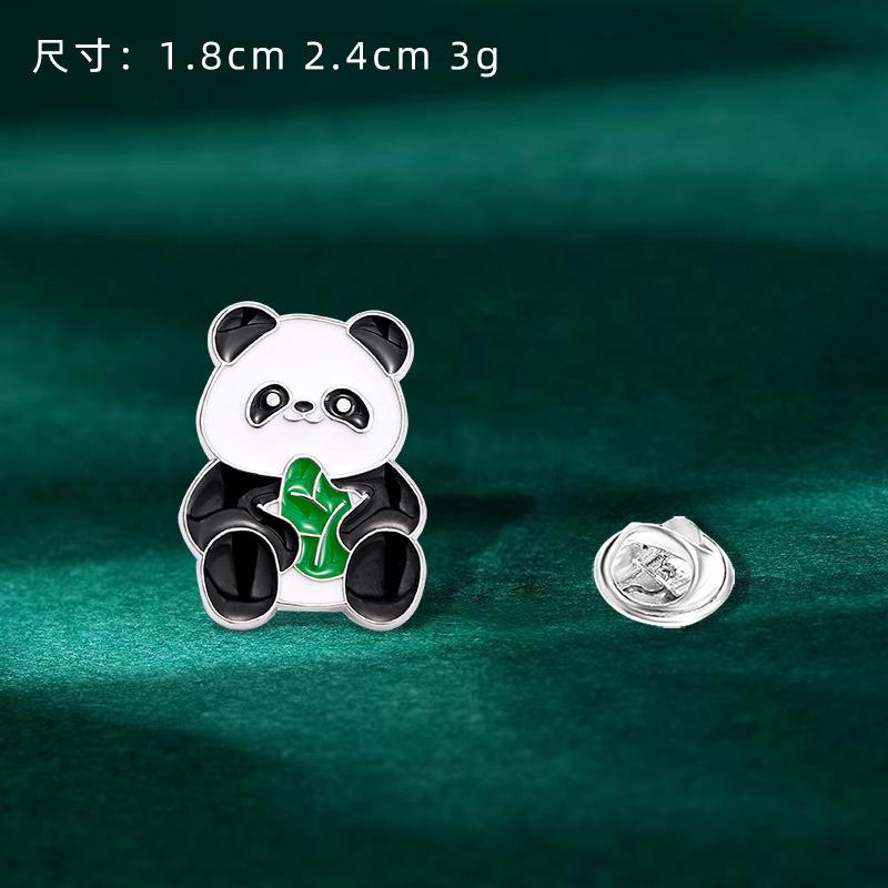 Chinese style panda brooch cute animal bag badge clothing bag accessories bamboo giant panda chain collar pin