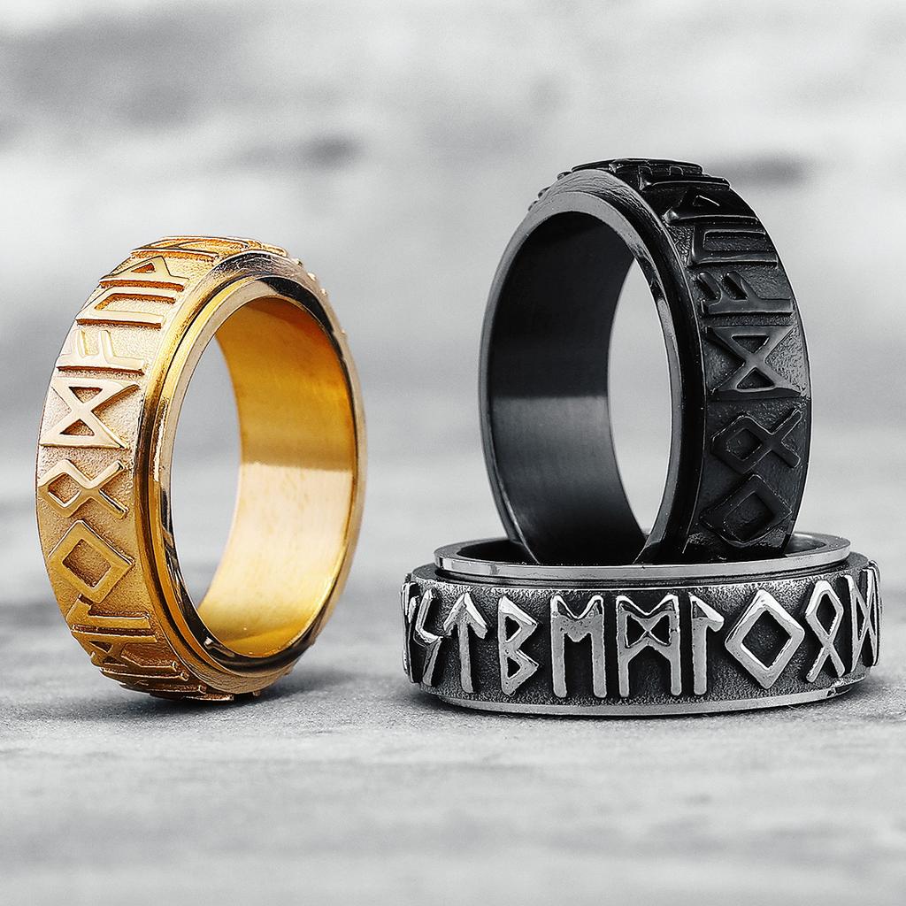 Viking Ring 316L Stainless Steel Rotatable Spin Men Jewelry Punk Rock Gift for Boyfriend Top Quality