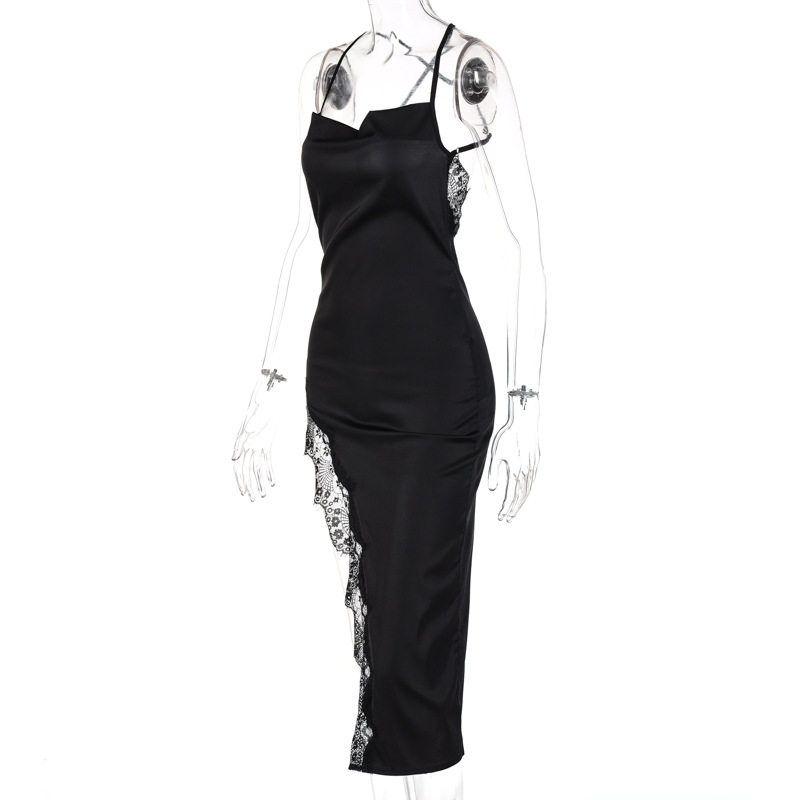 

European and American Women s Clothing 2024 New Summer Fashion Sexy Backless Slim Lace Suspender Dress for Women Foreign Trade Black S