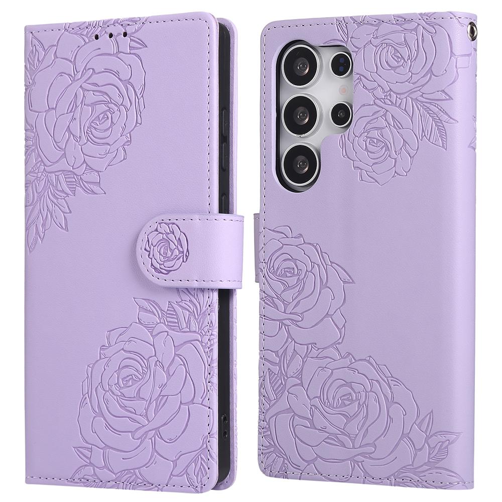 Für Samsung Galaxy S25 Ultra Hülle Rose Blume Brieftasche PU Leder Handyhülle mit 3 Kartenfächern
