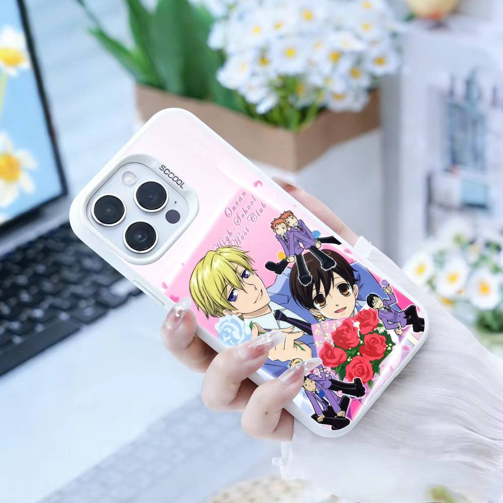 Ouran High School Host Club Coque de téléphone pour iPhone 16,15,14,13,12,17,Pro,MAX blanc Mate antichoc