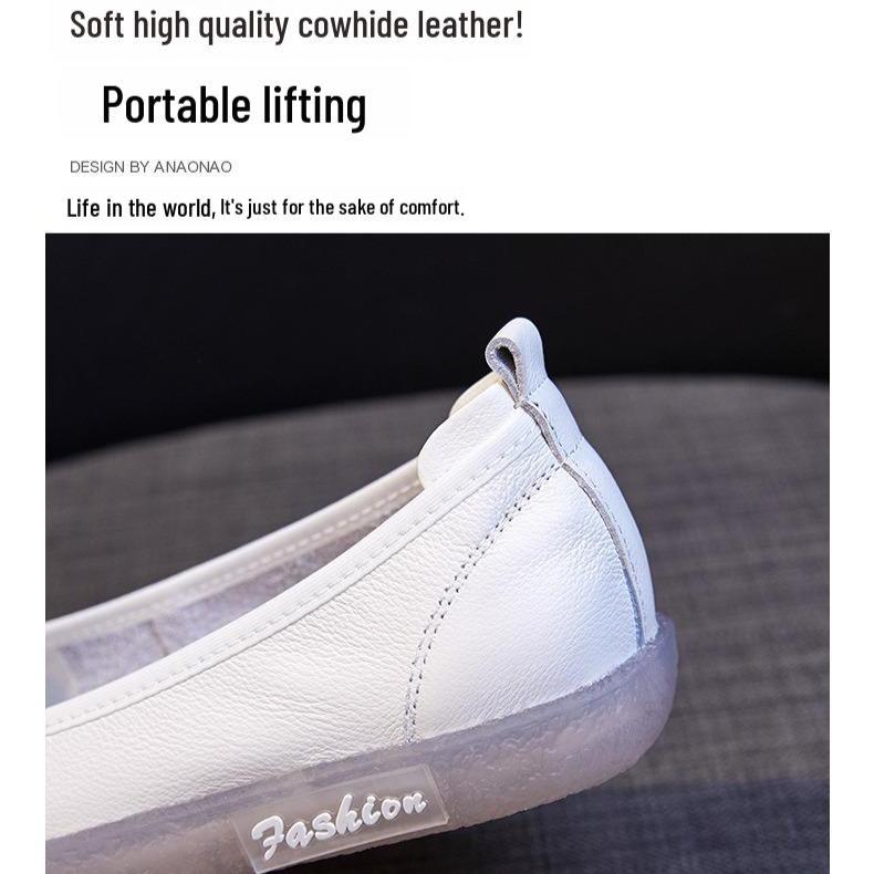 Hong Kong Genuine Leather Flat Summer Shoes for Women - 2025 New Mori Girl Style with Cowhide Sole