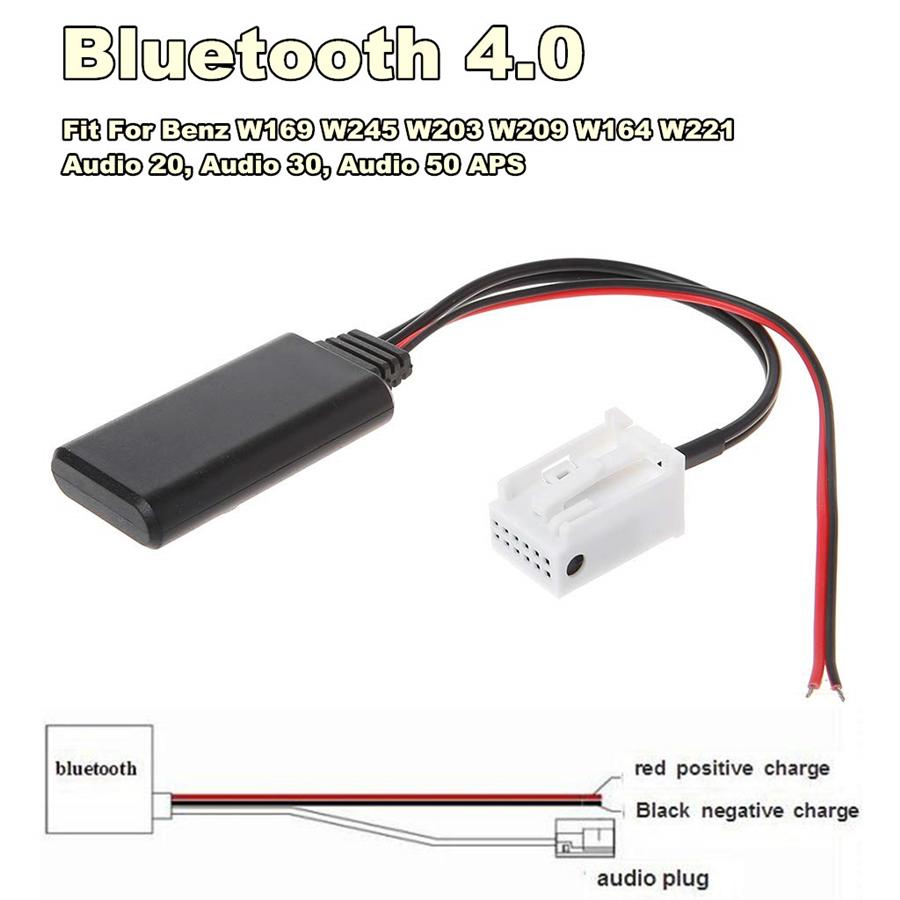 12Pin 12V Bluetooth 4.0 Adapter Aux Cable For Benz W169 W245 W203 W209 W164 W221
