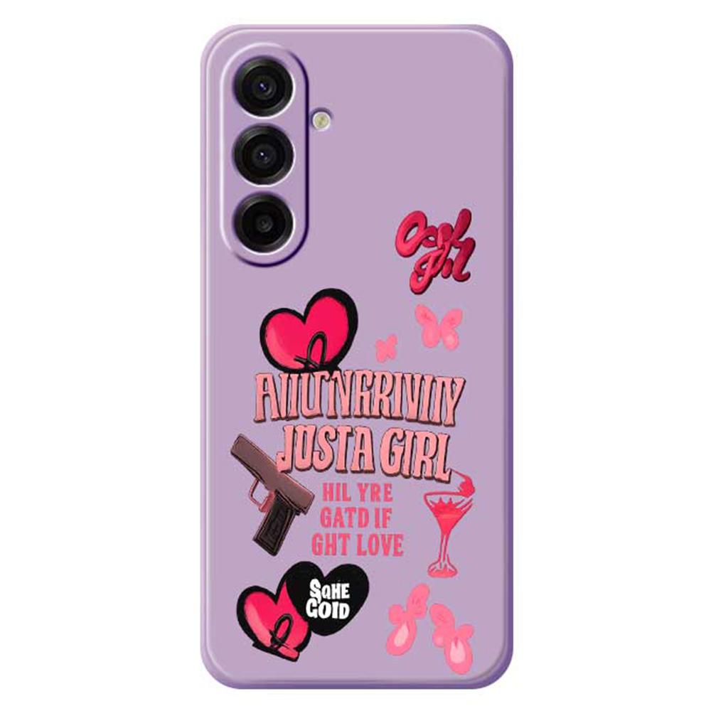 For Samsung Galaxy A17 5G/A17 4G Case Pink Elements Pattern Printing Straight Edge TPU Phone Back Cover