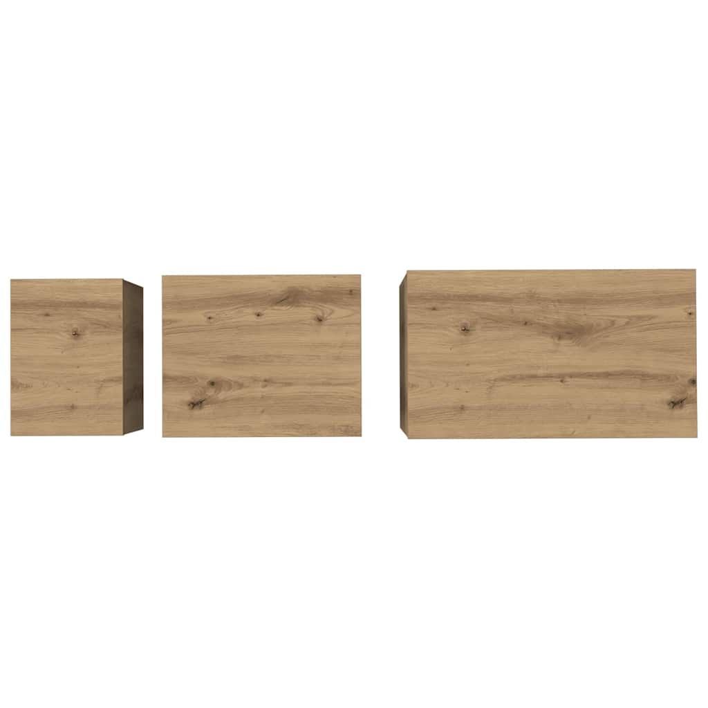 Nesting Coffee Table Set 3 Pcs Artisan Oak Wood Based Material