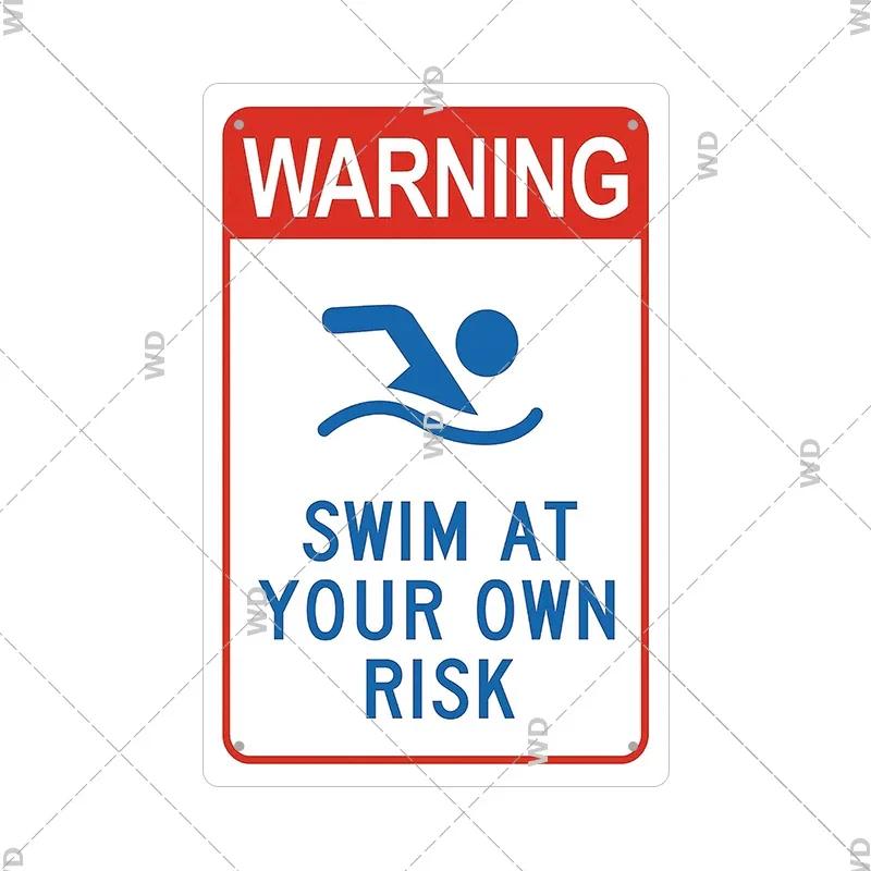 Tin Sign Pool Funny Rules Vintage Plaque Welcome Warning No Swimming Instruction Metal Sign For Home Pool Store Club Wall Decor