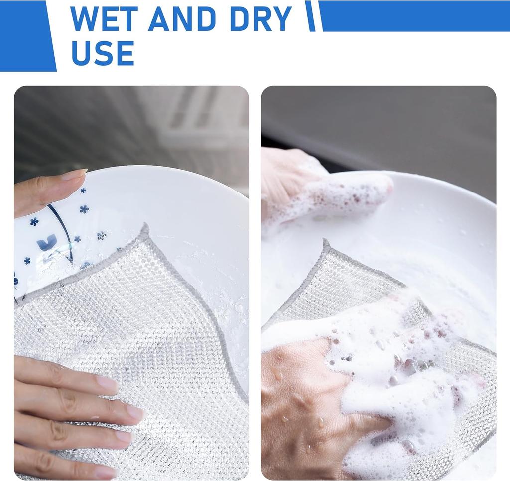 Scratch-free Steel Wool Cleaning Cloth 10-piece Double-layer Silver Wire Rag [20*20] Cleaning Pad