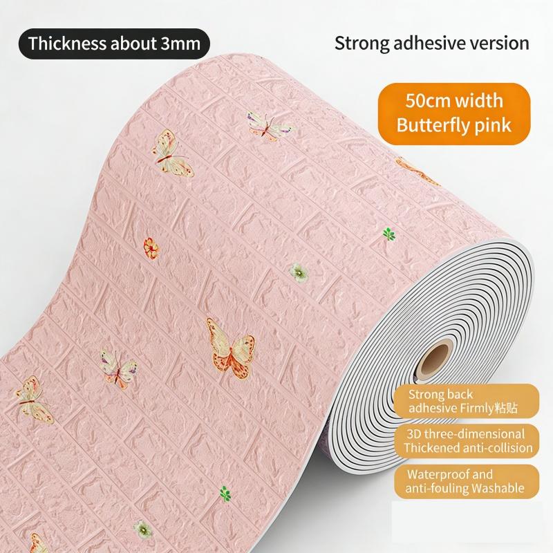3D Self Adhesive Cartoon Foam Wall Panels Wallpaper for Kids Room Soft DIY Brick Wall Sticker Waterproof & Moisture Proof Home Decor