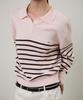 LMOOD WOMEN Cityal Cotton Stripe Rugby Knit Pale Pink
