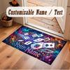 Astronaut Space Theme Soft Crystal Velvet Rug Custom Name & Text Print Non Slip Floor Rug for Bedroom Living Room