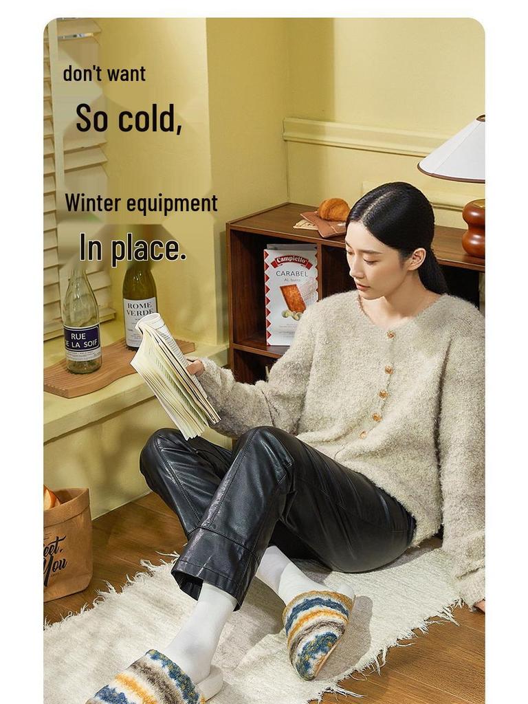 Ant's Love Plaid Fashion Comfortable Home Couple Style Closed-Toe Cotton Slippers for Men and Women - Autumn & Winter Collection