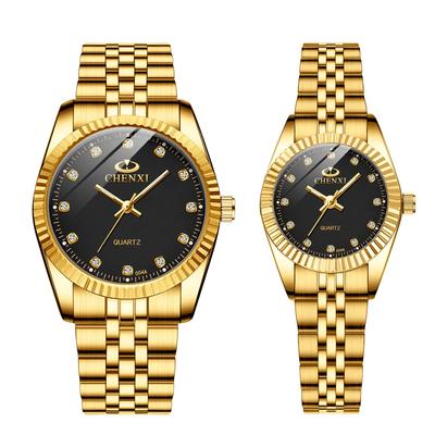 JEWELRYWE Ζευγάρι Εξαιρετικά Λεπτό Χαλαζία Αναλογικό Φωτεινό Ανοξείδωτο Ρομαντικό Σετ Μαύρο Ρολόι, Ρολόι, Δείκτες, Casual, Ατσάλι, Ανδρικό, Γυναικείο, Εραστής, Γάμος,