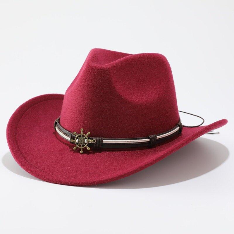 New ethnic woolen western cowboy hat metal skull accessories jazz hat fashion versatile top hat