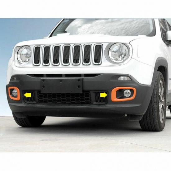 2*Front Fog Light Lamp Frame Trim Decor Cover for Jeep Renegade 2016-2018 Orange