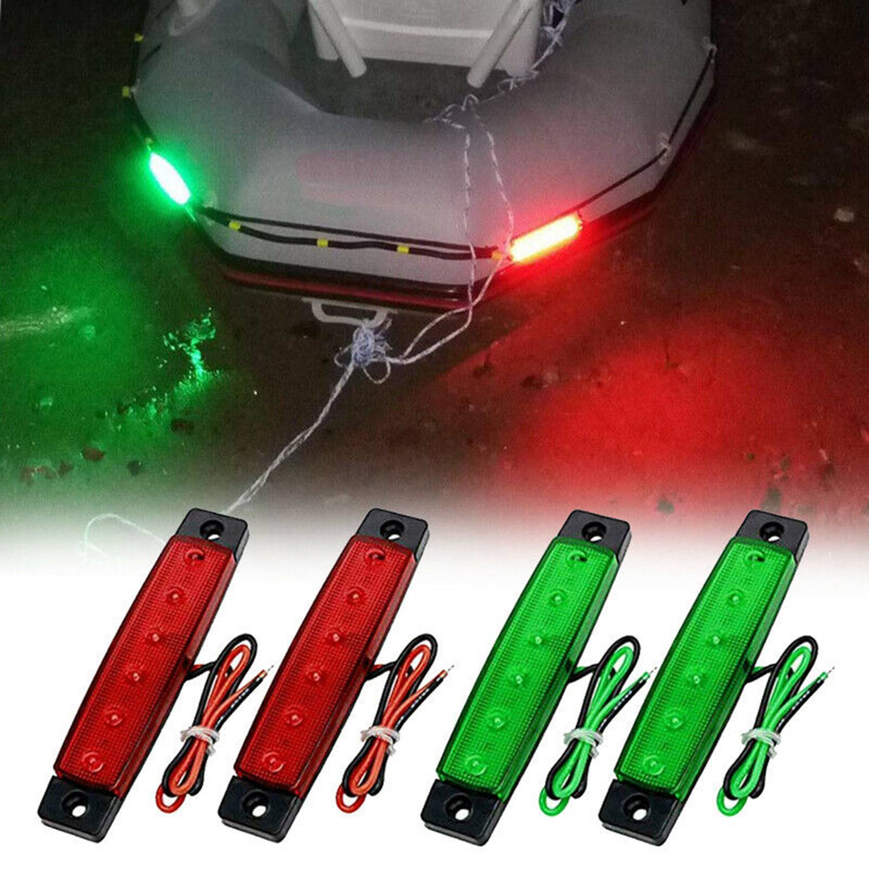 8Pcs Red Green Boat Navigation LED Lights Stern Lights Boats Starboard Light 12V Red  green