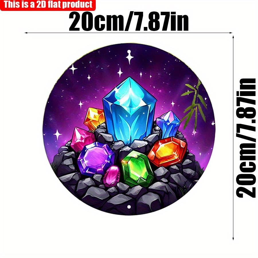 

2D плоский 20*20см1шт ослепительно блестящие узоры из драгоценных камней круговой подвесной орнамент, тематика горнодобывающих драгоценных камней деревянный кулон, служит в качестве украшения 20*20cm