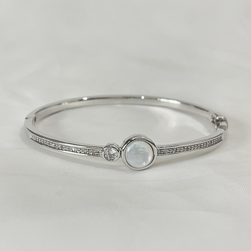 Damen Alltagsschmuck Zirkon Weiß Perlmutt Eingelegt Trendiges Quadratisches Schnallenarmband Hochwertiges Armband