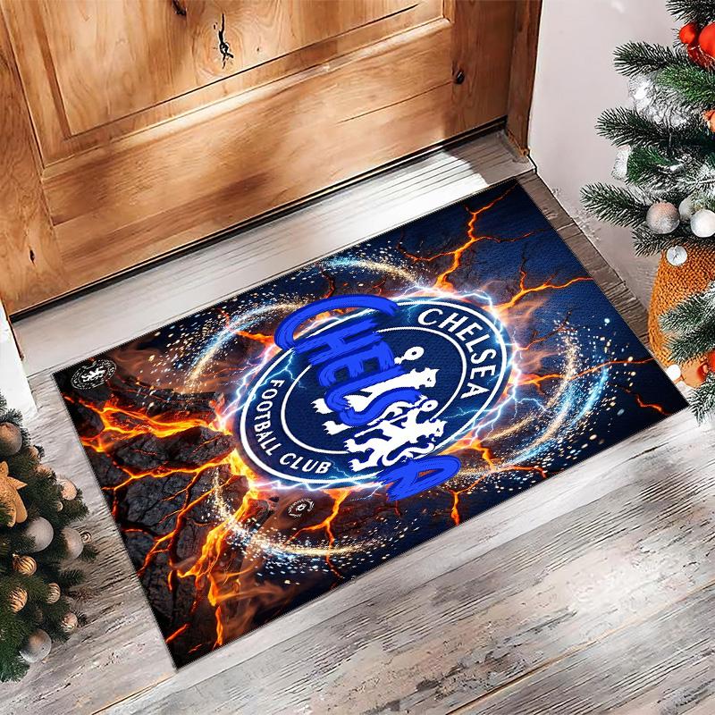 Tappeto in Flanella Stampato Chelsea FC Antiscivolo Morbido Poliestere Tappeto per Pavimento Tappetino Decorativo da Interno per Camera da Letto Soggiorno Divano Sala Giochi Decorazione Casa