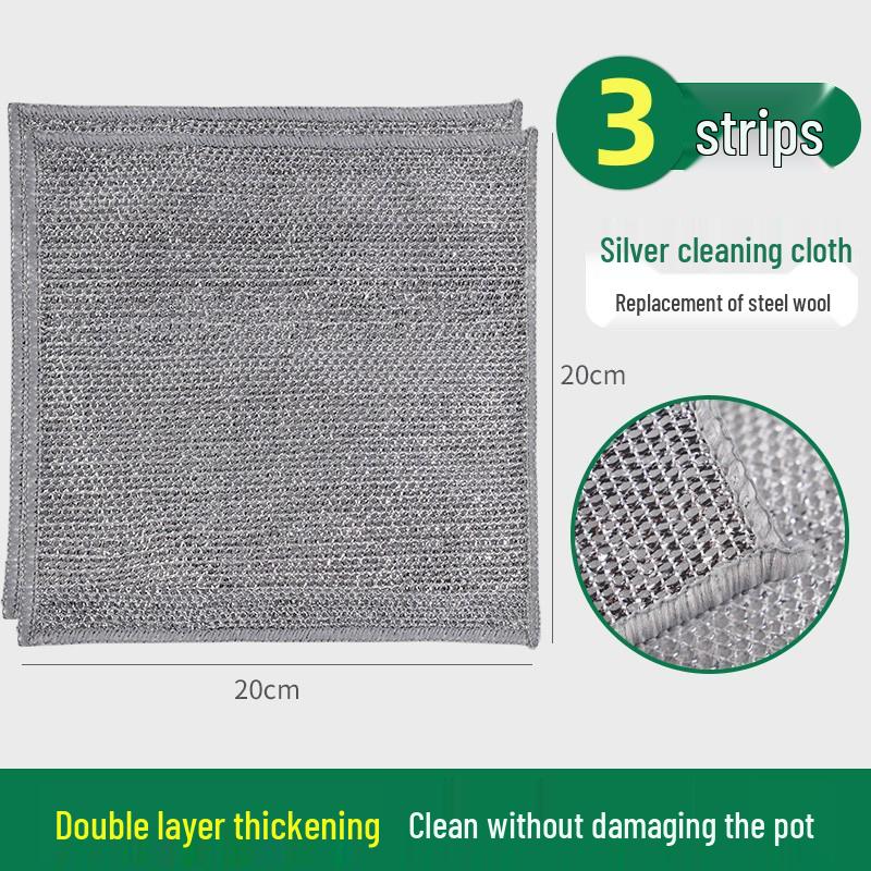 Esfregão de Lã de Aço de Dupla Face: Pano de Prato e Escova de Panela Antiaderente, Fácil de Limpar, Durável