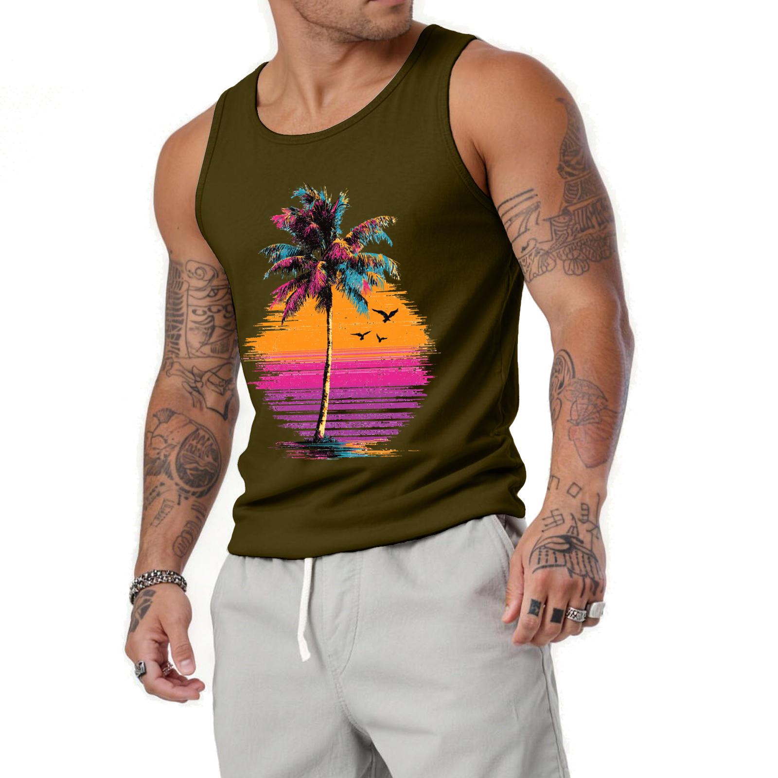 

Men s Relaxed-Fit Flag-Print Sleeveless Tank Top L армия зеленый