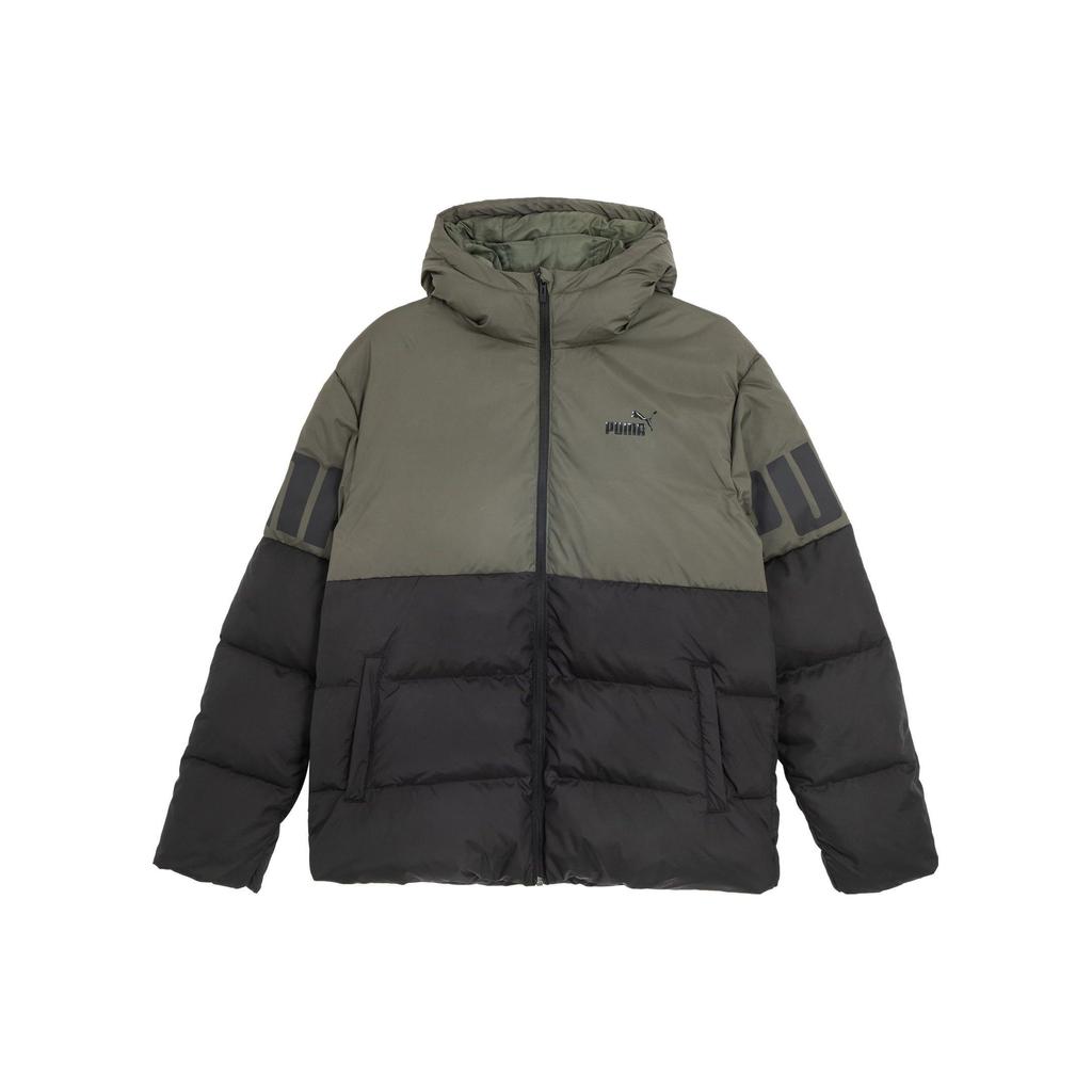 Puma Giacca Piumino Sportiva Casual Calda con Cappuccio Color Block Uomo capispalla Verde Foglia d'Uva 587692-44