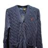 Polo Ralph Lauren Solid Color Small Pony Logo Embroidered Twisted V-Neck Long Sleeve Cardigan Sweater Men sweater Navy-Blue MNPOSWE16821756-400