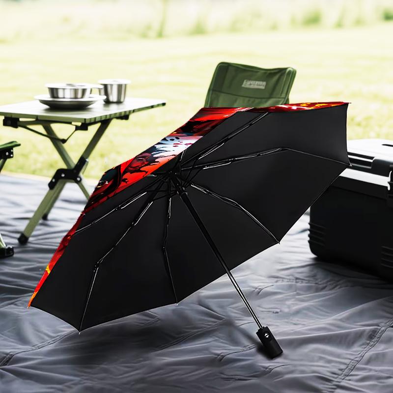 The clown's Fiery Rise Umbrella Folding umbrella, automatic umbrella 8-Frame for Travel, camping Use Gift for Halloween Christmas