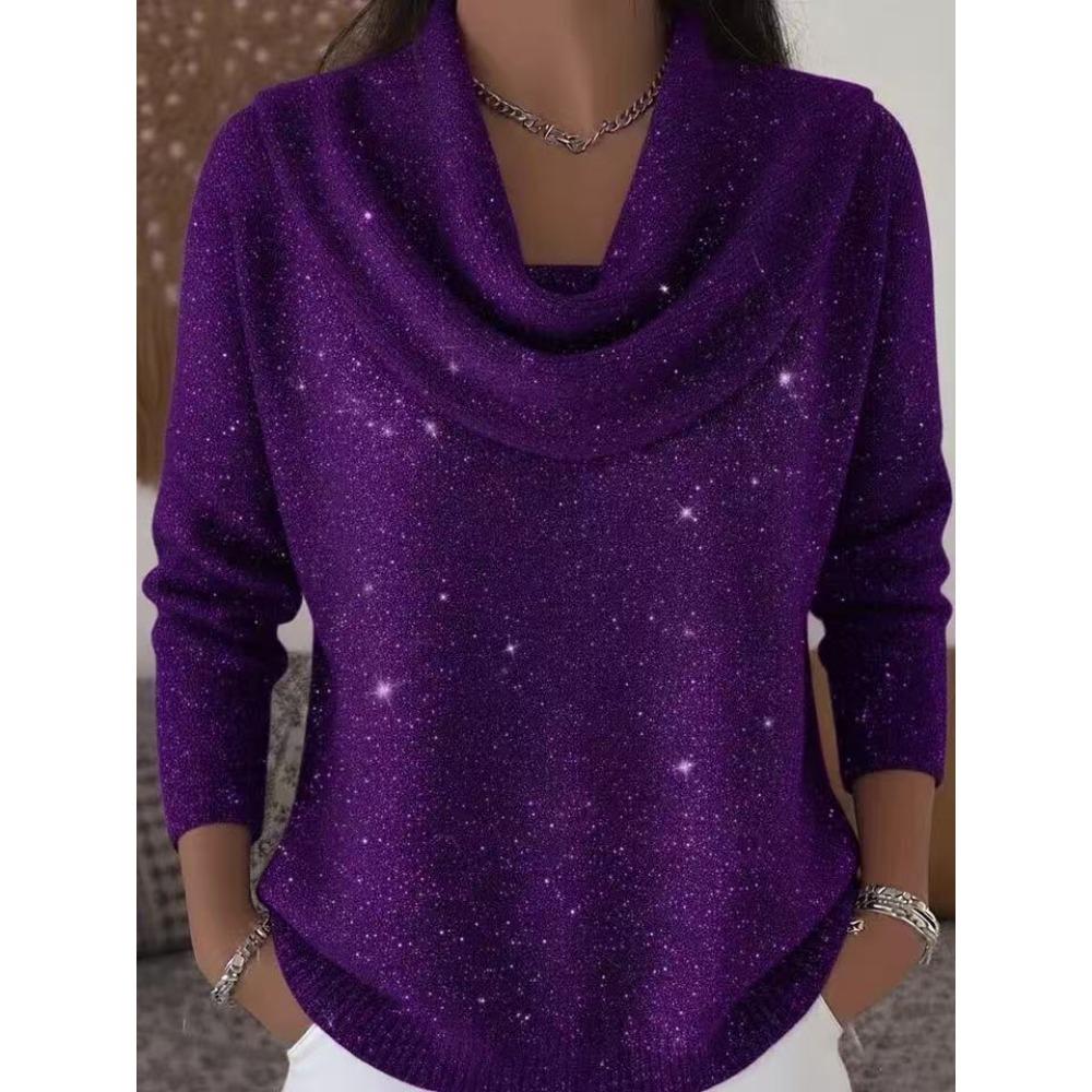 HNXC Round Beads Shining Casual Loose Knit Sweater for Autumn and Winter Tops